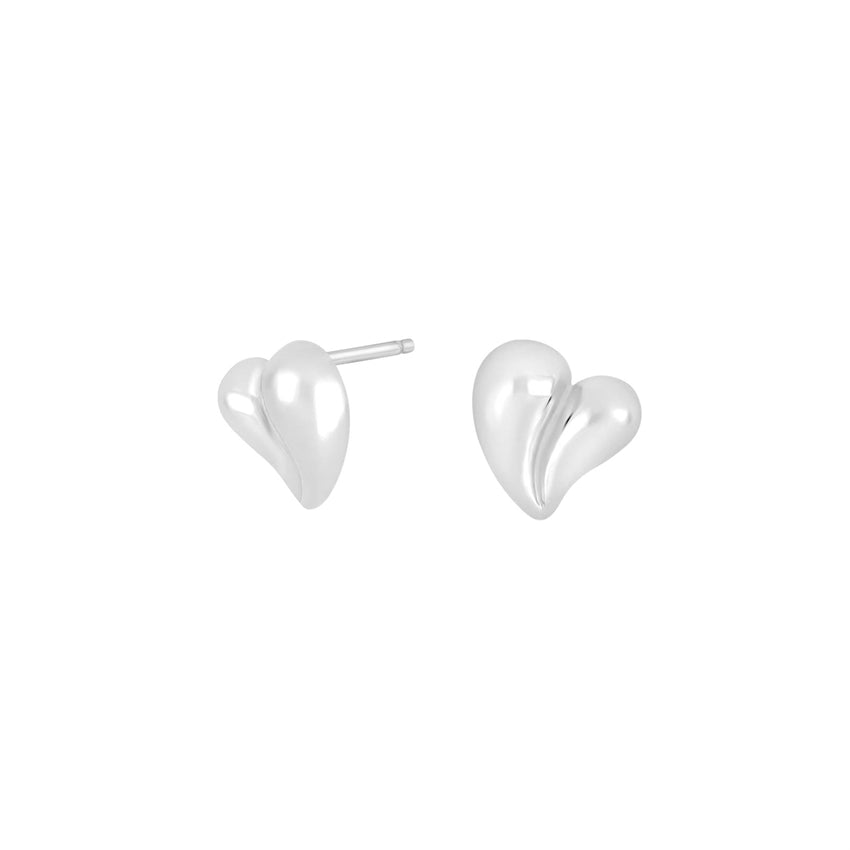 MACARINA52 hjerte ørestikker i rhodineret 925 sterlingsølv fra Nordahl Jewellery.